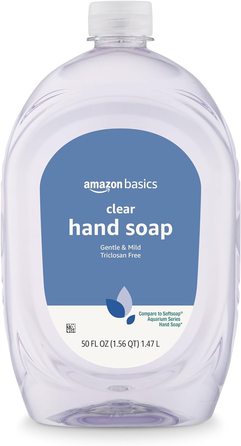 Gentle & Mild Clear Liquid Hand Soap Refill, Triclosan-Free, Dermatologist-Tested, Ph Balanced, Cruelty-Free, 50 Fluid Ounces, 1-Pack (Previously Solimo)