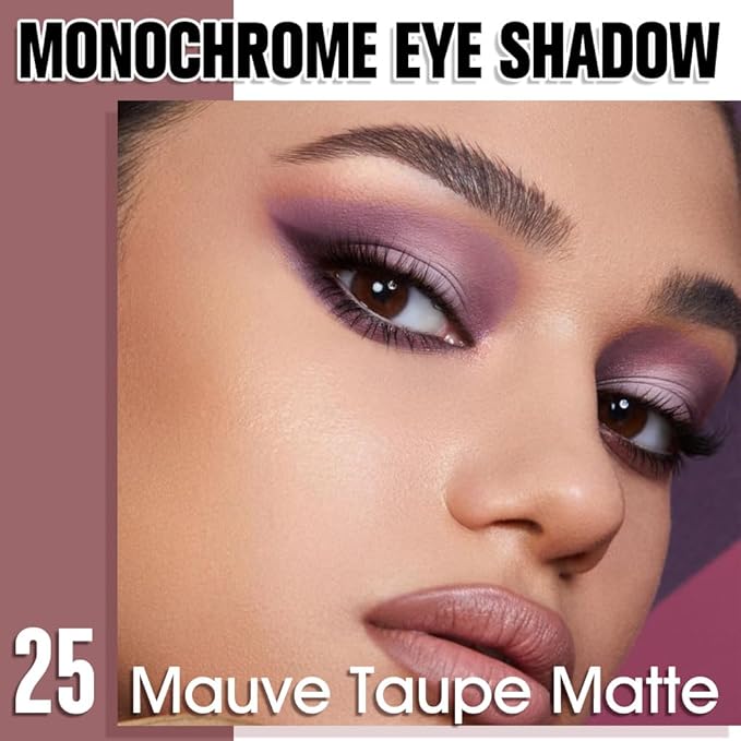 Mauve Taupe Matte Eyeshadow Palette for Women, Single Monochrome Eye Shadow Makeup, Shiny Pressed Powder, Blendable Natural sombras para ojos, Holographic,Vegan,Travel -25