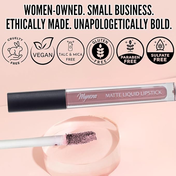 Mynena Light Cool Pink Matte Liquid Lipstick | Long-Lasting Comfort | Smudge-Proof Transfer-Resistant | Full Coverage Non-Drying | Vegan & Cruelty-Free | All-Day Wear Lip Color | Clara