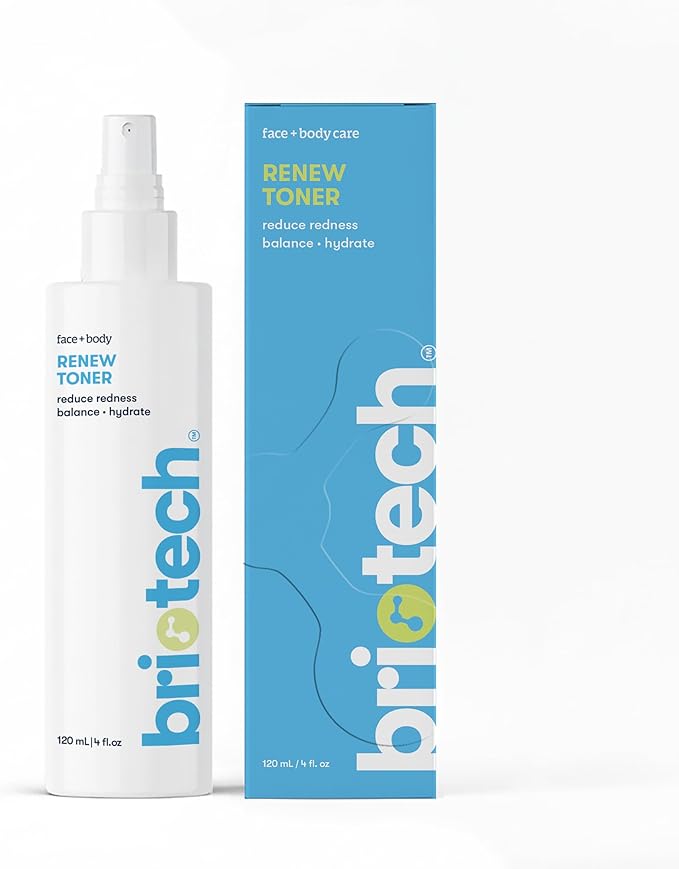 BRIOTECH Renew Toner, Hypochlorous Acid Spray, Minimize Appearance of Blemishes, Soothing Facial Mist for Sensitive Skin, Calm Redness & Bumps, Vegan, 4 fl oz