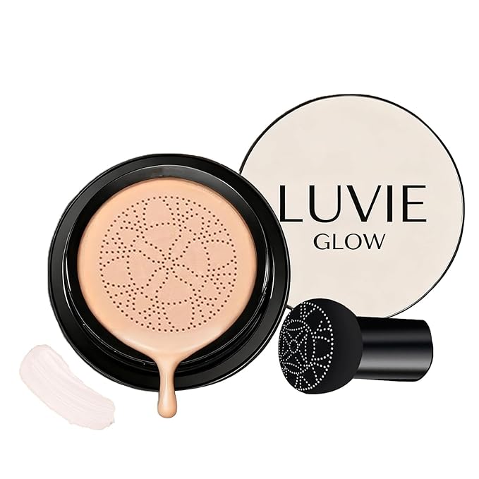 Luvie Glow Foundation Cushion, 2026 New Mushroom Head Air Cushion CC Cream, Air Cushions Foundation Moisturizing Concealer Brighten Long-Lasting for All Skin Types (Ivory)