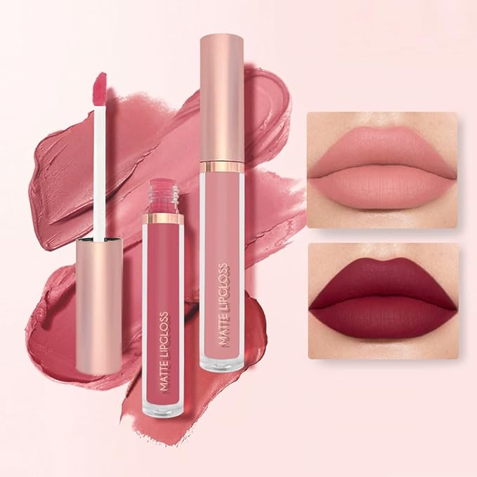 BestLand 3PCS Velvet Temptation Dark Nude Liquid Lipstick Set, Matte Lip Gloss Long Lasting Waterproof, Full Coverage Smudge Proof Lip Color with Caramel Berry Plum Shades for Bold Sexy Makeup Looks