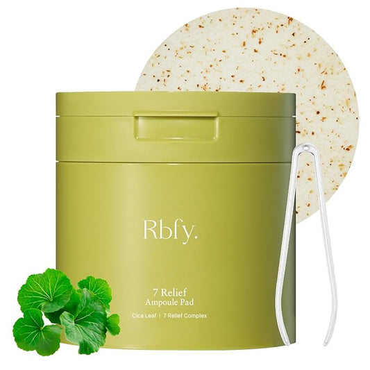7 Relief Ampoule Pad (100 pads) – Quick Calming & Soothing Serum-Infused Toner Pads with 7 Herbal Blend, Moisturizing Comfort for Stressed and Sensitive Skin | Family-Friendly, Korean Skincare