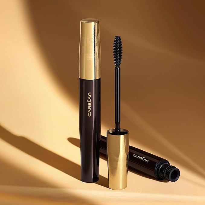 CARSLAN Light-Lengthening Mascara, Lengthening & Curling, Smudge Proof & Flake Resistant with Date-shaped Brush for Clump-Free Definition, Quick-Dry, Washable, Long Lasting Volume