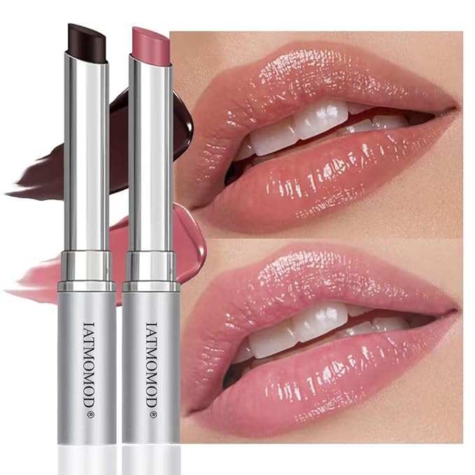 2Pcs Black & Pink Cherry Nude Tinted Honey Lip Balm, Sheer Hydrating Moisturizing Lipstick for All Skin Type Natural Cherry Lip Tint Balm Moisturizing Nourishing Lipstick Long Lasting Waterproof