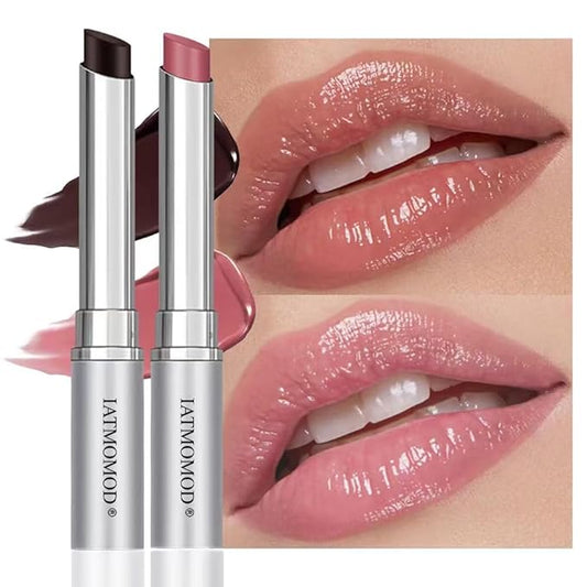 2Pcs Black & Pink Cherry Nude Tinted Honey Lip Balm, Sheer Hydrating Moisturizing Lipstick for All Skin Type Natural Cherry Lip Tint Balm Moisturizing Nourishing Lipstick Long Lasting Waterproof