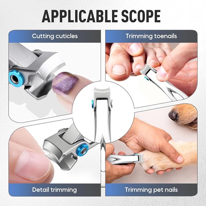 Nail Clippers for Thick Nails, 16mm Wide Jaw Opening Heavy Duty Toenail Clippers with Sharp Curved Blades & Nail File, Stainless Steel Toe Nail Clippers (Silver)