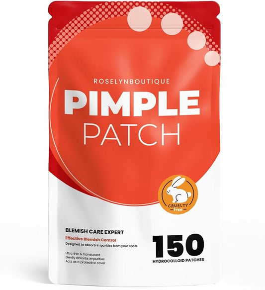 ROSELYNBOUTIQUE Pimple Patches for Face - Hydrocolloid Acne Patches with Tea Tree Oil, Zits Blemishes Pore Strips - Vegan Facial Skin Care Products Cruelty-Free (150 Counts - 4 Sizes)