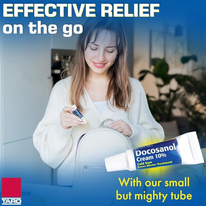 TARO Cold Sore & Fever Blister Treatment - Fast-Acting Docosanol 10% Cream - Cold Sore & Fever Blister Treatment for Lips, Anti-Itch Formula for Effective Relief and Healing - 0.07 oz (2 Pack)