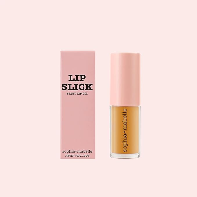 Sophia + Mabelle Hydrating Fruit Lip Oil – Lightweight, Non-Sticky, Tinted Gloss Oil – Nourishing, High-Shine, Flavored Lip Treatment – Yuzu, Lychee, Mango – 3.7g (MANGO (Citrus), Standard)