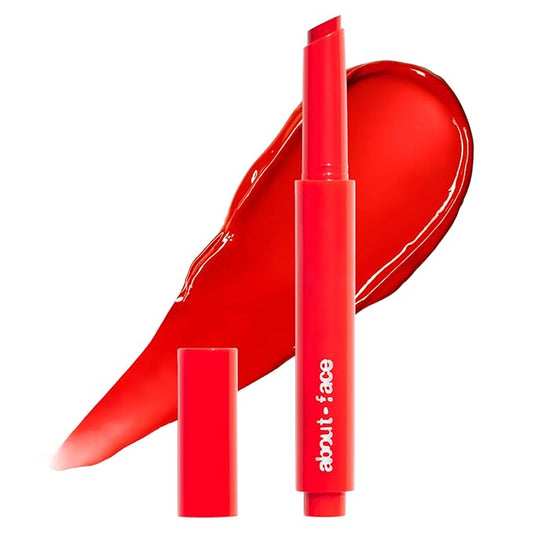 aboutface Cherry Pick Lip Color Butter – High-Shine, Hydrating Lip Balm with Pomegranate Flower Extract & Cherry Butter – Vegan, Cruelty-Free, Clean Beauty – 0.06 oz (Orange Daze – Red Orange)