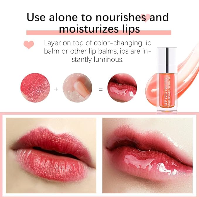 GECOMO Hydrating Lip Glow Oil, Moisturizing Lip Glow Oil, Nourishing Glossy Transparent Lip Oil, Plumping Lip Oil, Lip Balm, Non-sticky Tinted Toot Lip Balm for Lip Care (ALOE) 0.2 OZ
