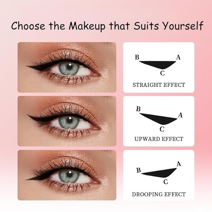Foldable Winged Eyeliner Stamp Pen Easy Makeup Eye Liner Pen Naturally, It Is Not Easy To Get Dizzy, Fast Drying And Durable Color Development Double Head Eyeliner Seal (BLACK)
