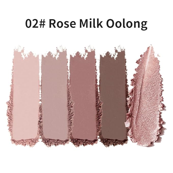5 Colors Neutral Nude Matte & Shimmer Eyeshadow Palette,Rose Cocoa Brown Pink Neutral-Cool Mattes Glitter Eye shadow Contour Makeup Palette for Mature Women, Blue Green Eyes, Daily Natural Makeup.