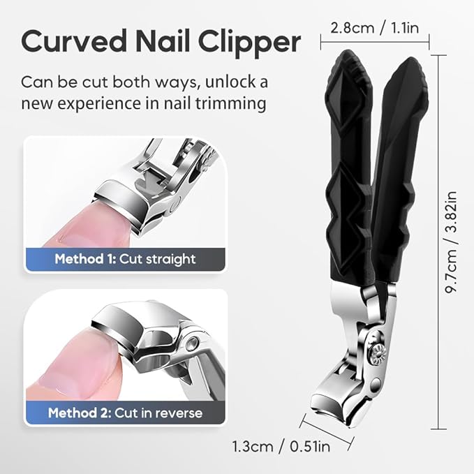 Clipmaster Pro Nail Clippers, 2025 Upgraded Large Angled Head Toenail Clippers Easy Trimming, Wide Jaw Opening Nail Clippers for Thick Nails, Long Handle Nail Clipper for Seniors Men Women (2 Sets)