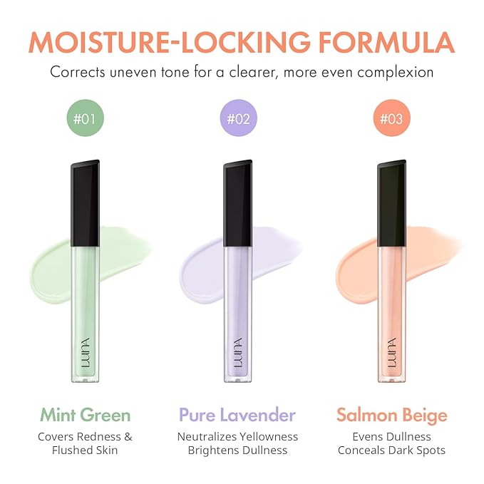 LUNA Long Lasting Corrector 03 Salmon Beige, Color Corrector, Dark Circles & Dark Spots, Lightweight, Natural Coverage, Ideal for Fair to Light Skin, 0.22oz