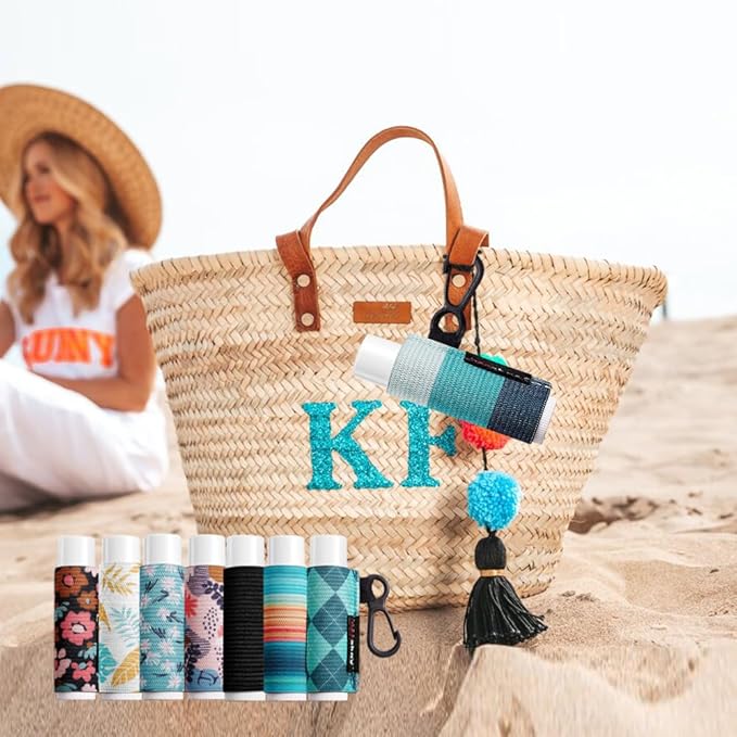 HEYSKAY 5pcs Lip Balm Holder Keychain Lipstick Sleeves Chapstick Elastic Sleeves for Men Women(Daisy/Tulip/Leo)