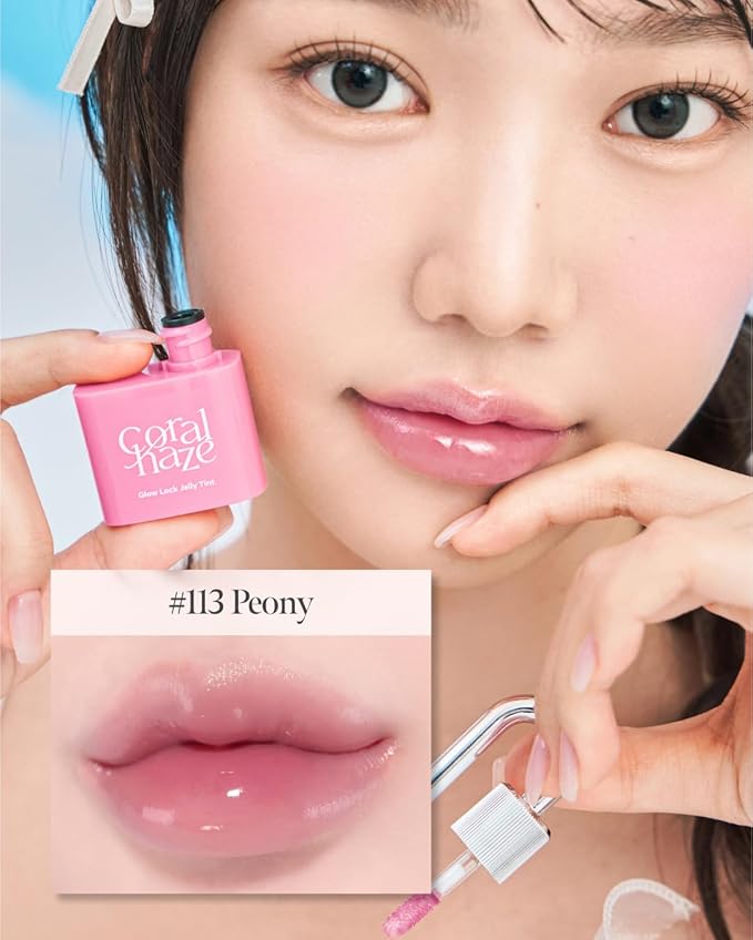 Glow Lock Jelly Tint 113 Peony 4g, Hydrating Jelly Glow Lip Stain, Glass-Like Shine Lip Gloss, Long-Lasting Color, Moisturizing Lip Enhancer, Collectible Lock-Shaped Design, Korean Makeup