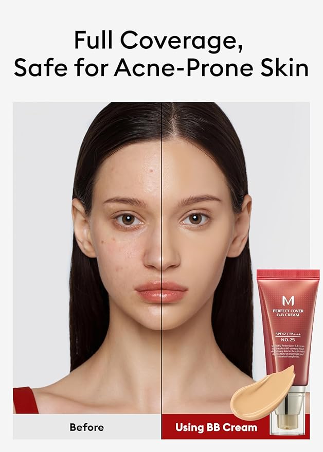 MISSHA M Perfect Cover BB Cream No.23 Natural Beige -Light/Medium with Cool/Neutral Undertone SPF 42 PA +++ 1.69 Fl Oz - Tinted Moisturizer for face with SPF