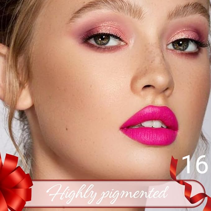 Dazzling Pink Matte Lip Liner Crayon with Sharpener - Waterproof Smudgeproof Long-Wear Lip Pencil, Creamy Pigmented Lip Crayon for Women, 12HR Stay Silky Velvet Lip Liner 16#