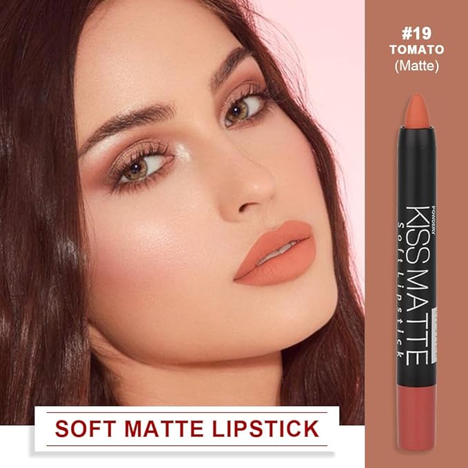 BINGBRUSH Smooth Longwear Lipstick Pack Set, Matte Color Stick Ultimate Lip Crayon for Makeup Collection - Waterproof Velvet Lipgloss Lip Stain (19#)