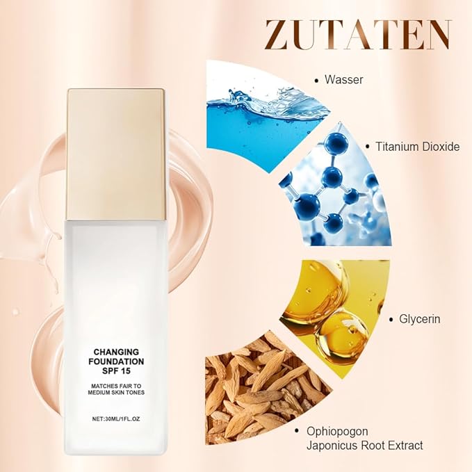 Color Changing Foundation for Mature Skin, Hydrating and Lightweight Liquid Foundations, Tone Suitable for All Skin Types (1pcs)