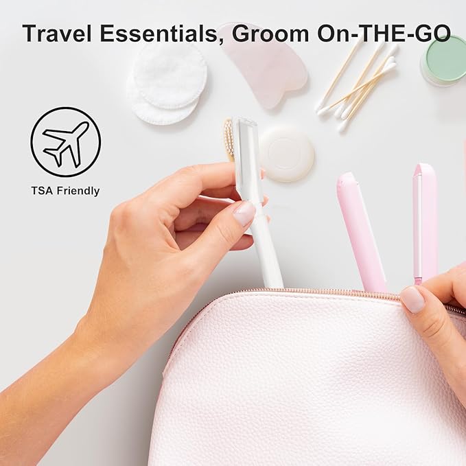 Dermaplane Razor, Face Razors for Women, Dermaplaning Tool with Microblades for Face, Gentle Facial Exfoliation, Peach Fuzz Removal and Eyebrow Shaping, Skin Care Tool for Smoother Skin, Cream