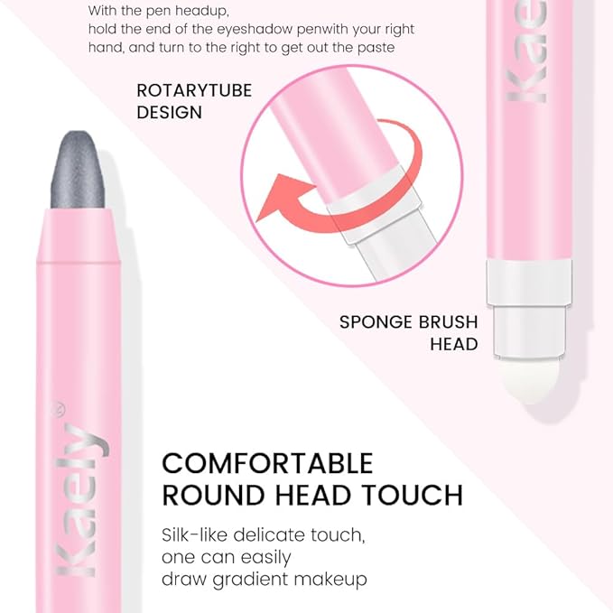 2in1 Shimmer Cream Eye Shadow Stick-Dazzling Grey, Eyeliner Pencil Eyeshadow Palette Makeup, Waterproof Long Lasting Brightener, Crease Proof & Smudge Resistant, Cream Eyeshadow with Built-in Smudger