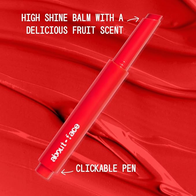 aboutface Cherry Pick Lip Color Butter – High-Shine, Hydrating Lip Balm with Pomegranate Flower Extract & Cherry Butter – Vegan, Cruelty-Free, Clean Beauty – 0.06 oz (Orange Daze – Red Orange)