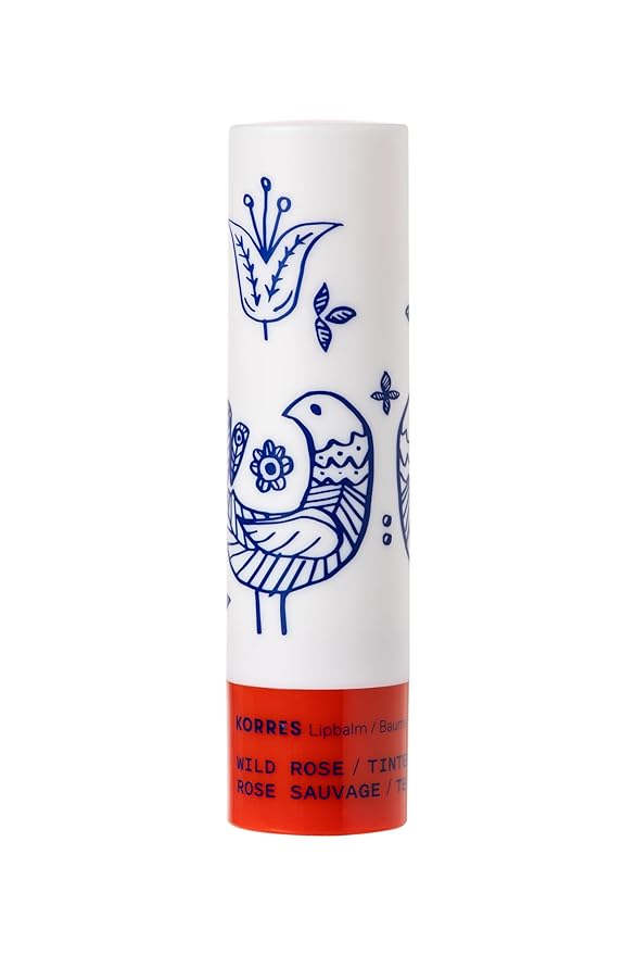 KORRES Lip Butter Stick Wild Rose Tinted Hydrating Lip Balm with Greek Hypericum Balsam Oil, Moisturizing & Subtle Tint for Soft Lips, Lip Care for Women & Men, 0.17 oz, Stocking Stuffer