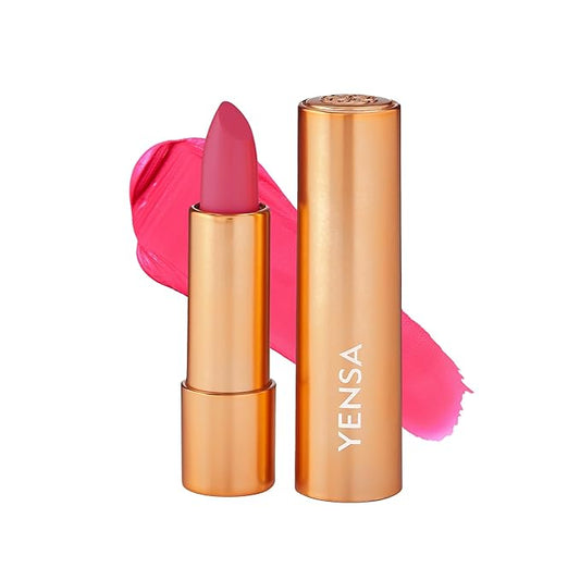 YENSA Vibrant Silk Hydrating Lip Stick - Long Lasting Lipstick with Hyaluronic Acid, Vitamin E & Super Oils - High Pigment Color & Semi Glossy Finish - Moisturizing Formula - Charm (0.12 oz)