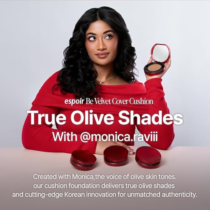 Espoir NEW Be Velvet Cushion Foundation #40.5 Deep Olive | Quick and Easy Coverage with Long-lasting Color by Zero Oxidation, Velvety Smooth Finish & Lightweight Formula, Vegan, Korean Makeup, 0.46 oz