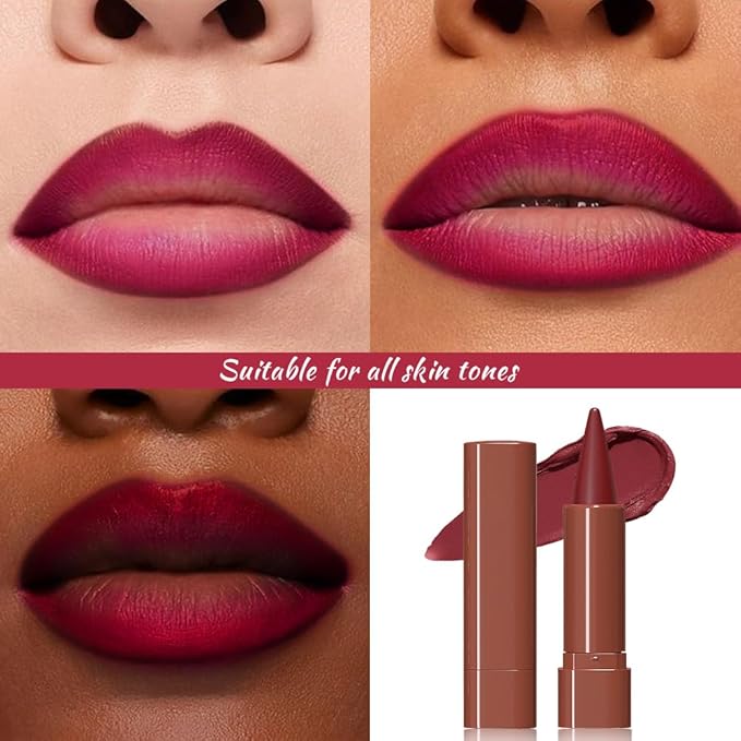 Vivid Auburn Gradient Matte Lip Liner Pencil Crayon for Women - Waterproof Smudge-Proof Kissproof Long-Wear Lip Pencil, Flawless Contour Ombre Effect Lip Crayon,Creamy Pigmented Lip Liner 07#
