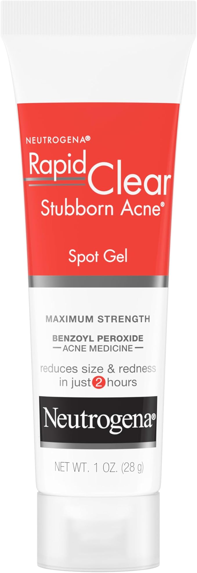 Neutrogena Rapid Clear Stubborn Acne Spot Treatment Gel, Maximum Strength 10% Benzoyl Per-oxide Treatment Medication for Acne Prone Skin, Pimple Cream Reduces Size & Redness, 1 oz