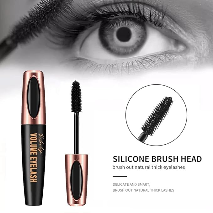 4 Pack 4D Silk Fiber Lash Mascara, Waterproof Smudge-proof Thickening Black Mascara for Natural Lengthening, Long Lasting & No Clumping