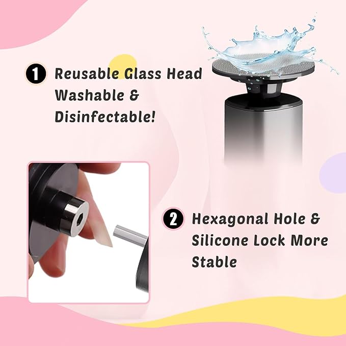 Dolcevitae Electric Foot Callus Remover - 9-Speed with Glass Crystal Grinding Disc & Storage Box, 80/120 Grit Sandpapers (20pcs), 10 Nail Heads, Type-C Fast Charge for Dead Skin