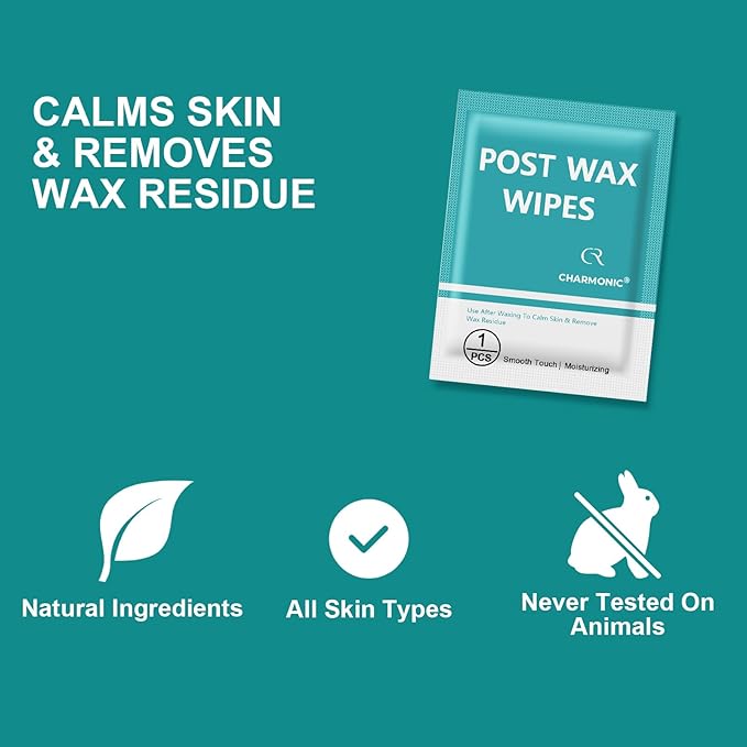 100 Pcs Post Wax Oil Wipes, Wax Remover for Skin Cleanser, After Wax Care Reduces Redness, Removes Residue, Body & Facial Post Waxing Treatment, Post Wax Care Refill Pack for All Hair Removal Products