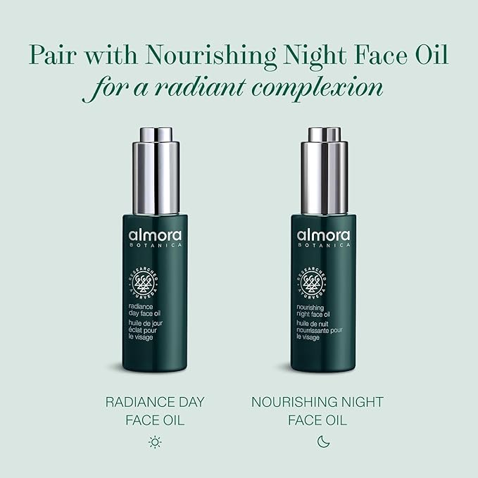 Almora Botanica Radiance Day Face Oil 15mL | Hydrating & Brightening Facial Oil for Glowing Skin | Lightweight, Non-Greasy Formula with Sunflower Oil & Beta Carotene | Natural, Vegan Skincare