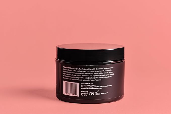BUM Coffee Sugar Scrub for Body - Coffee Scrub Body Exfoliator with Organic Shea, Coconut Oil, Rosehip, Vitamin E & Jojoba - Moisturizing, Seductively Scented & Subtly Flavored Exfoliant (8 oz)