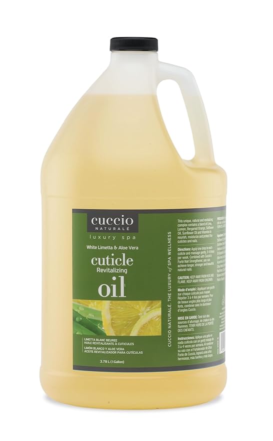 Cuccio Naturale Cuticle Revitalizing Oil, 1 Gallon (128 oz) – White Limetta & Aloe Vera Scent, Professional-Grade Cuticle Moisturizer, Nourishing Natural Oil Blend for Salons and Spas, Non-Greasy