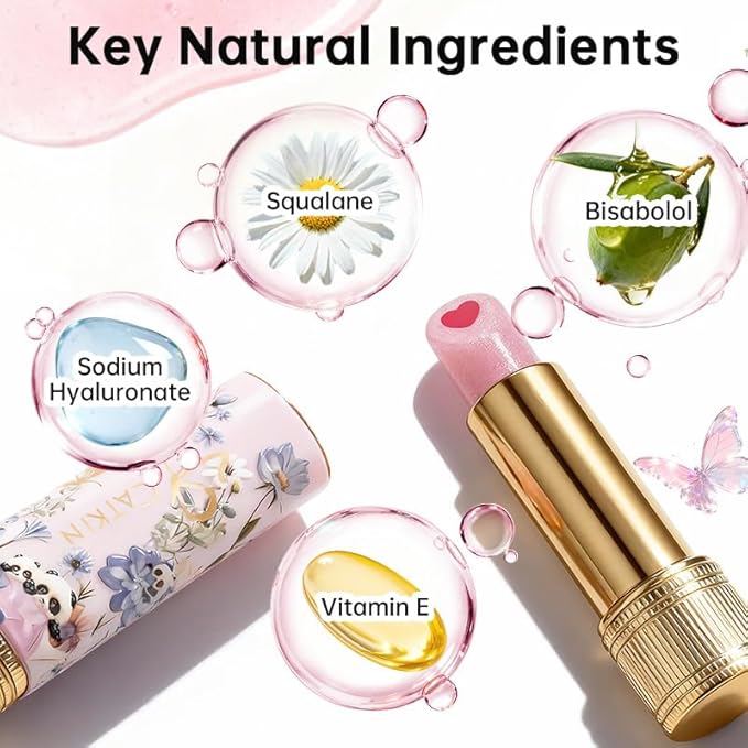 Tinted Lip Balm with Colorful Serum Core, CATKIN Cute 2-in-1 Lip Balm Gloss, Moisturizing with Jojoba Oil Hyaluronic acid, Citrus Tea Flavor, Trendy Lip Care 2pcs (02+03)