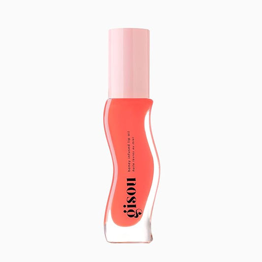 Gisou Honey Infused Hydrating Lip Oil, Nourishing Lip Moisturizer for Dry Lips (Bee-lini Peach)
