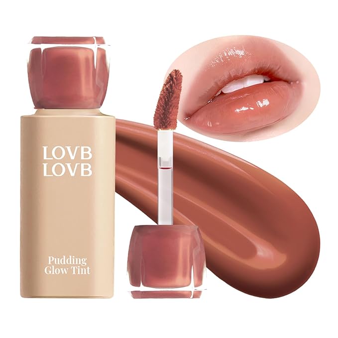 Pudding Glow Korean Lip Tint | Natural Lip Stain | Gloss to Stain | Long-Lasting & Non-Sticky | Lightweight Lip Tint | 0.14 oz. (06 COCO HAZEL)