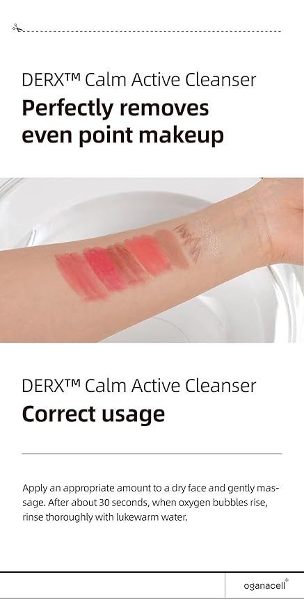OGANA CELL DERX Facial Cleanser for Sensitive & Oily Skin – Calm Cleansing Foam with Plant Tannin, Redness Relief & Oil Control, Oxygen Bubble Technology, Korea Skincare (120ml/4.05 fl.oz.)