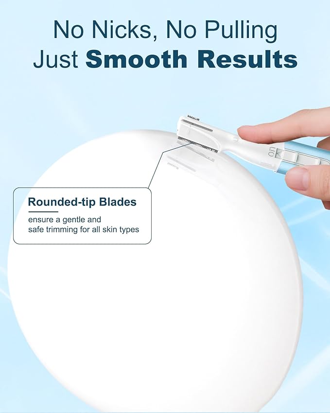 aisleek Eyebrow & Facial Hair Trimmer, Precision Detailer with Rinseable Blade, Battery Operated, Double-Sided Razor for Fine Hair, Chin & Peach Fuzz, Compact Pen Size, Safe & Gentle Touch-ups
