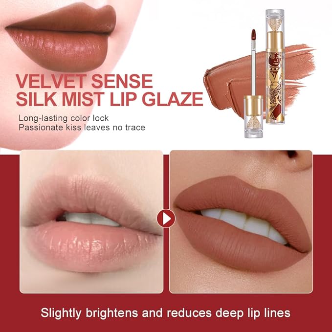 Soft Matte Liquid Lipstick in Milk Tea Brown, High Pigment Full Coverage Matte Lip Color, Waterproof Smudge-Proof Non-Transfer Lightweight Liquid Lipstick for Long-Wearing Everyday Makeup 88A