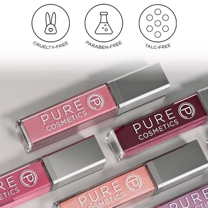 Pure Cosmetics Pure Illumination Lip Gloss - LED-lit Applicator w/Side Mirror - Non-Sticky, Moisturizing & Hydrating Lip Glosses - Soothes & Heals Dried Chapped Lips (Clear)