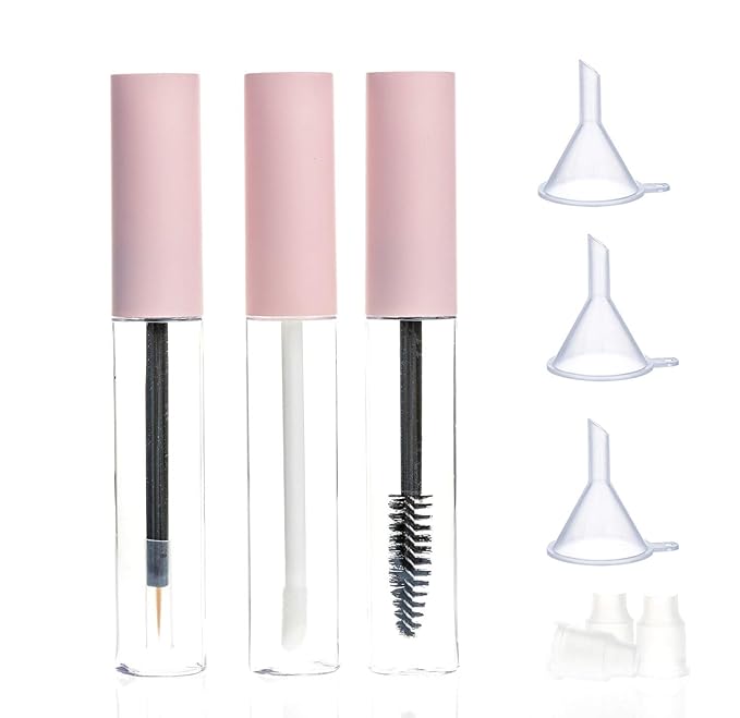 10ml Empty Mascara Tube, Eyeliner Tube and Lip Gloss Tubes Rubber Inserts and Funnels for Castor Oil, Ideal Kit for DIY Cosmetics