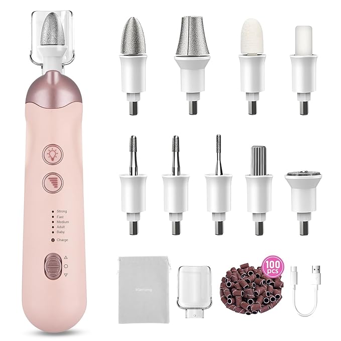 2 Pack Electric 9-in-1 Cordless Nail Drill with 100 Bits, 5 Speeds, Home & Salon Must-Have
