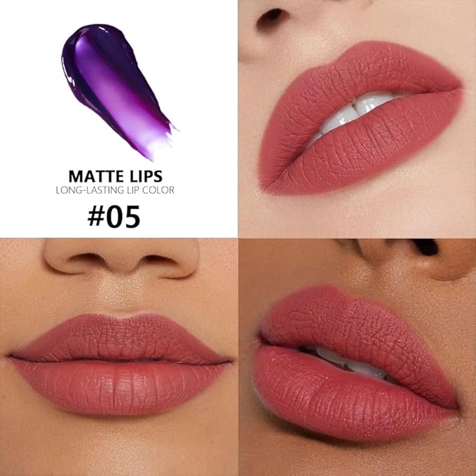 evpct Brownsih Red Peel Off Lip Stain Tints, Liquid Lipstick Lip Stain Long Lasting Waterproof for Women, Non-stick Cup Lipstick Peel Off Highly Pigmented Not Faded Smudge-proof Easy to Apply, 05#